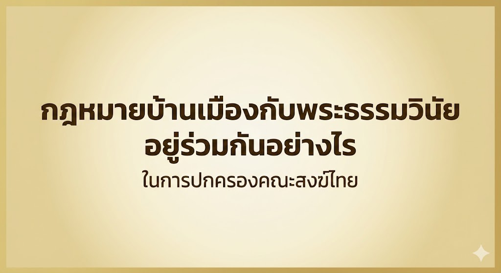 กฎหมายบ้านเมืองกับพระธรรมวินัย อยู่ร่วมกันอย่างไรในการปกครองคณะสงฆ์ไทย